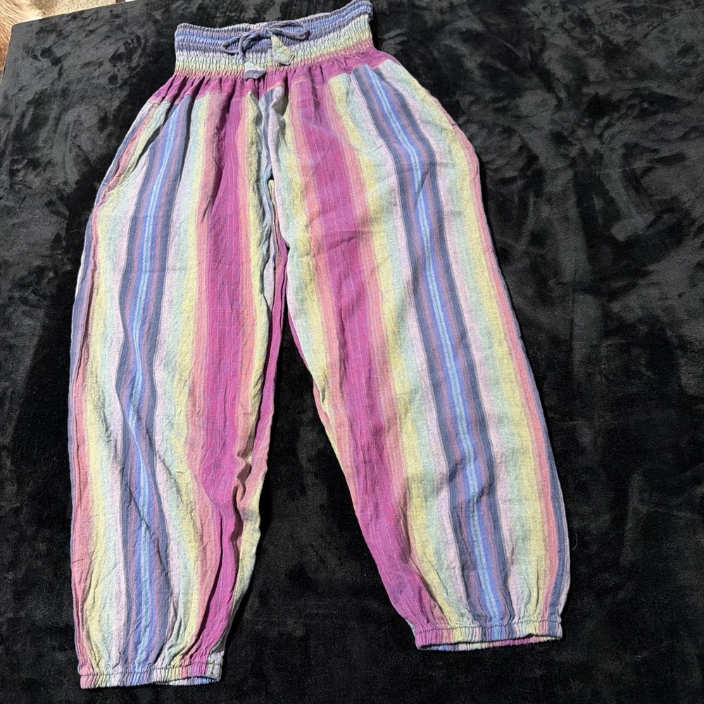 Womens Hippy High Rise Medium Palazzo Balloon Pants Boho Size S/M Cotton